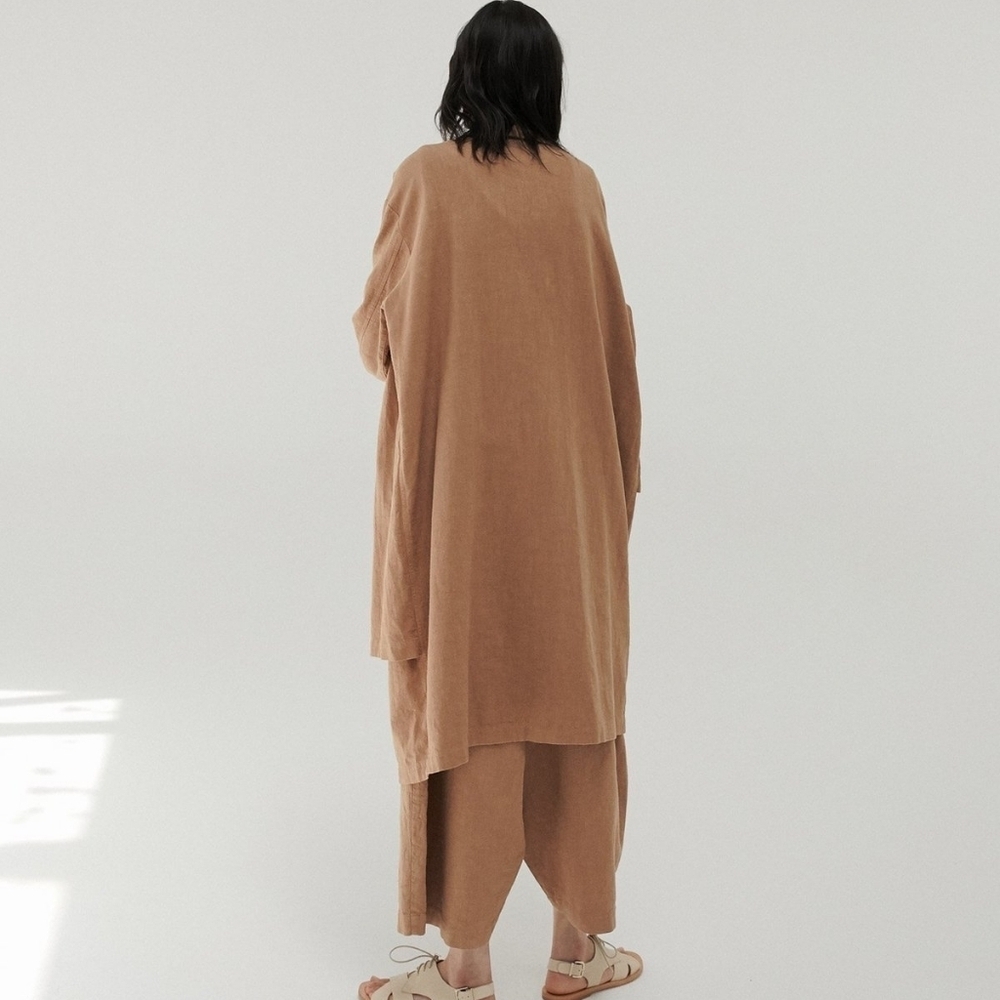 Monica Cordera Asymmetrical Ramie Coat In Clay Pot Os Nwt — image 2 of 8
